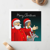 Sinterklaas, Mrs Santa & Rudolph-kerstkaart Notitiekaartje (Voorkant / Achterkant in situ)