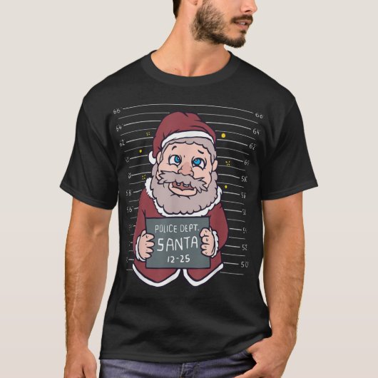 Sinterklaas Mugshot Grappige Kerst Politieagent T-shirt (Voorkant)