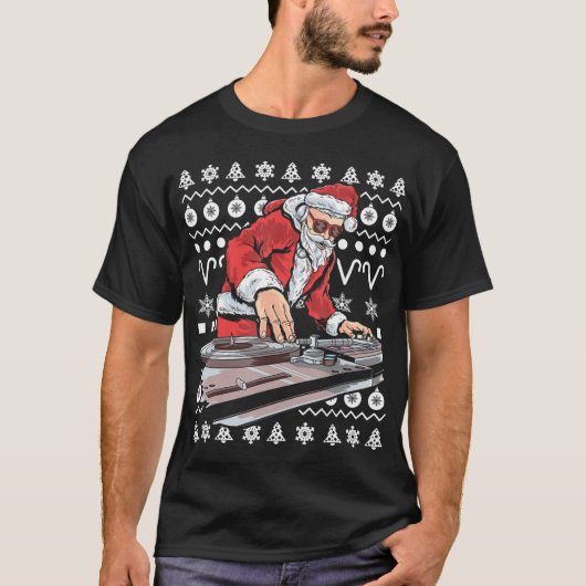 Sinterklaas Muziek DJ Tacky Kerst Lelijke Kerstmis T-shirt (Voorkant)