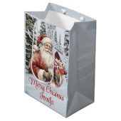 Sinterklaas Naam toevoegen Winter Sneeuw Kerst Scè Medium Cadeauzakje (Voorkant Gekanteld)