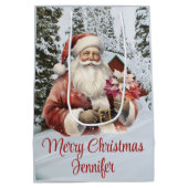 Sinterklaas Naam toevoegen Winter Sneeuw Kerst Scè Medium Cadeauzakje (Achterkant)