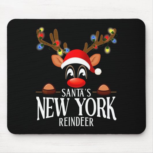 Sinterklaas New York Rendier Grappige Kerst Matchi Muismat (Voorkant)