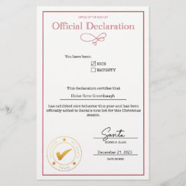 Sinterklaas Nice Lijst Verklaring Bewerkbaar