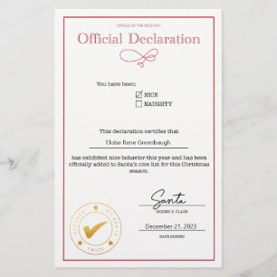 Sinterklaas Nice Lijst Verklaring Bewerkbaar