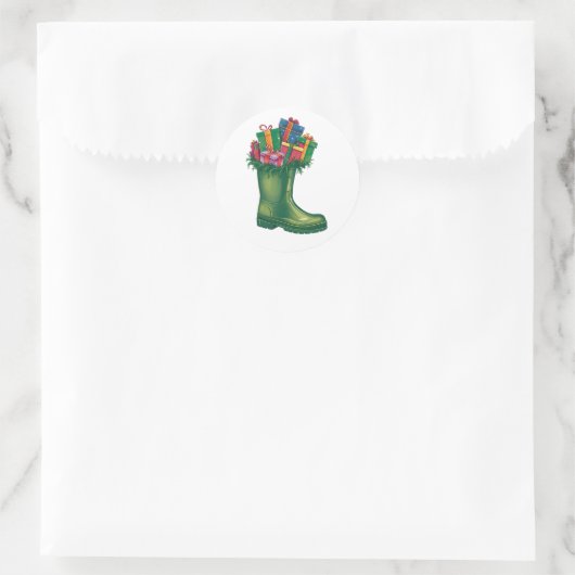Sinterklaas' Nieuwe Laarzen Ronde Sticker (Tas)