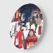 Sinterklaas Night Village Dutch Holiday Wall Clock Grote Klok (Hoek)
