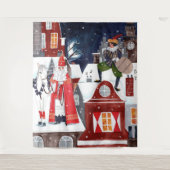 Sinterklaas Night Village Dutch Holiday Wall Wandkleed (Voorkant)