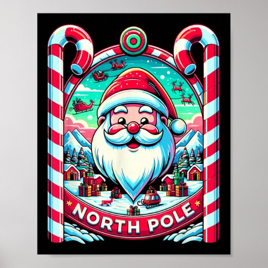 Sinterklaas Noordpool Vrolijk Kerstfeest XMA Poster (Voorkant)