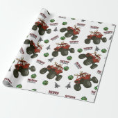 Sinterklaas' Off-Road Kerstmis – Rode ATV Vakantie Cadeaupapier (Uitgerold)