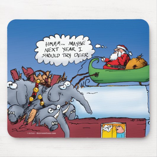 Sinterklaas Olifanten Kerst Cartoon Muismat (Voorkant)
