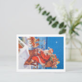 Sinterklaas omhoog op het dak feestdagenkaart (Staand voorkant)