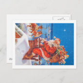 Sinterklaas omhoog op het dak feestdagenkaart (Voorkant / Achterkant)