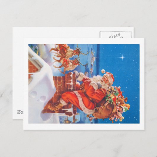 Sinterklaas omhoog op het dak feestdagenkaart (Voorkant / Achterkant)