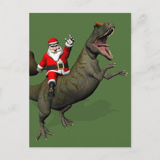 Sinterklaas op Allosaurus Feestdagenkaart (Voorkant)