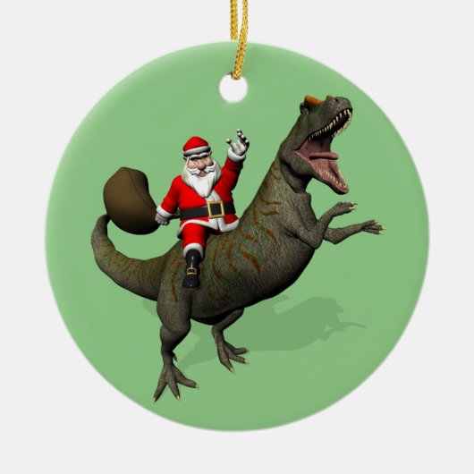 Sinterklaas op Allosaurus Keramisch Ornament (Voorkant)