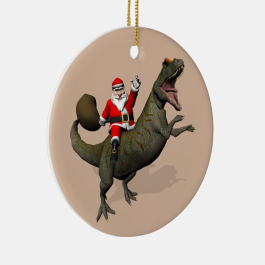 Sinterklaas op Allosaurus Keramisch Ornament (Rechts)