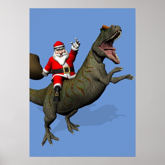 Sinterklaas op Allosaurus Poster (Voorkant)
