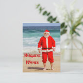 Sinterklaas op Beach Warmest Wishes Funny Humor Briefkaart (Staand voorkant)