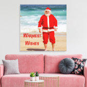 Sinterklaas op Beach Warmest Wishes Funny Humor Canvas Afdruk (Insitu (Woonkamer))