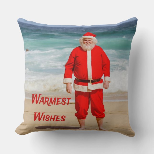 Sinterklaas op Beach Warmest Wishes Funny Humor Kussen (Voorkant)