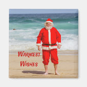 Sinterklaas op Beach Warmest Wishes Funny Humor Magneet (Voorkant)