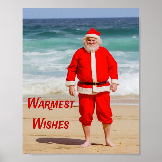Sinterklaas op Beach Warmest Wishes Funny Humor Poster (Voorkant)
