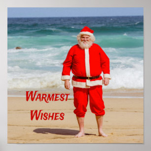 Sinterklaas op Beach Warmest Wishes Funny Humor Poster