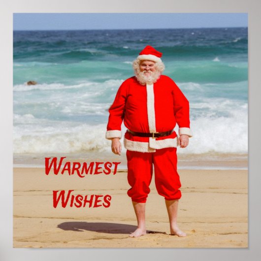 Sinterklaas op Beach Warmest Wishes Funny Humor Poster (Voorkant)