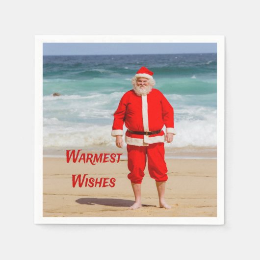Sinterklaas op Beach Warmest Wishes Funny Humor Servet (Voorkant)