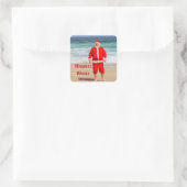Sinterklaas op Beach Warmest Wishes Funny Humor Vierkante Sticker (Tas)