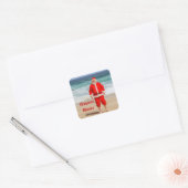 Sinterklaas op Beach Warmest Wishes Funny Humor Vierkante Sticker (Envelop)