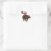 Sinterklaas op Beer Ronde Sticker (Tas)