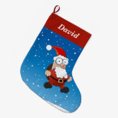 Sinterklaas op blauwe grote kerstmis kerstsok (Voorkant (Hangend))