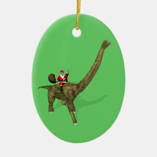 Sinterklaas op Brachiosaurus Keramisch Ornament (Voorkant)