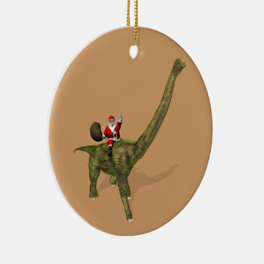 Sinterklaas op Brachiosaurus Keramisch Ornament (Rechts)