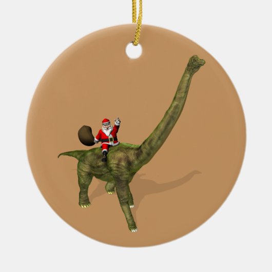 Sinterklaas op Brachiosaurus Keramisch Ornament (Voorkant)