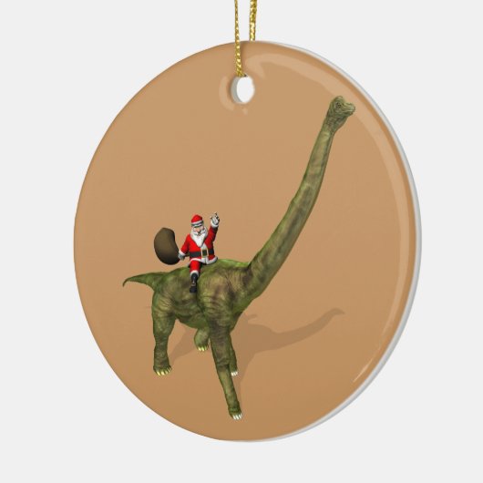 Sinterklaas op Brachiosaurus Keramisch Ornament (Links)