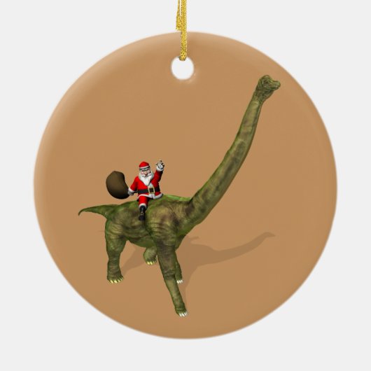 Sinterklaas op Brachiosaurus Keramisch Ornament (Achterkant)