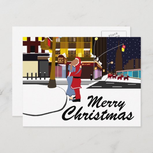 Sinterklaas op Broadway kerstfeestdag postcar Feestdagenkaart (Voorkant / Achterkant)