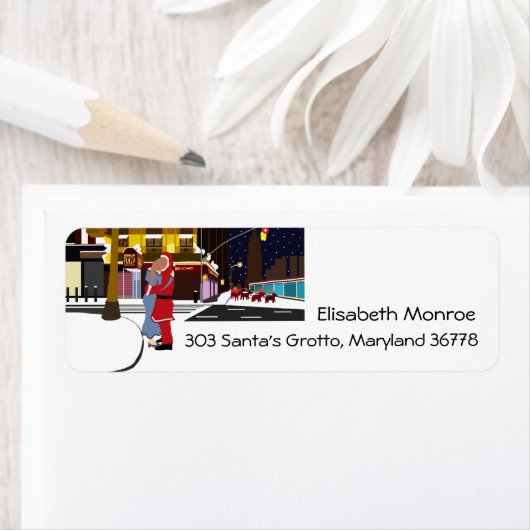 Sinterklaas op Broadway Kerstmis Etiket (Insitu)