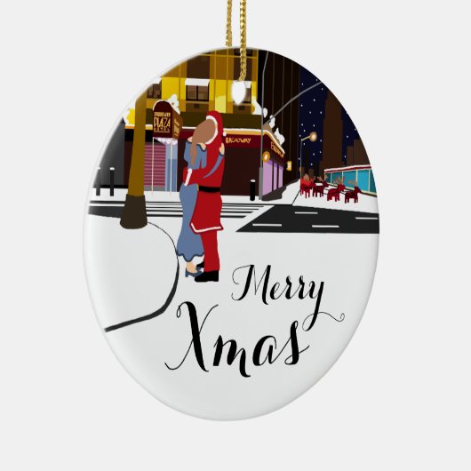 Sinterklaas op Broadway kerstmis ornam Keramisch Ornament (Rechts)