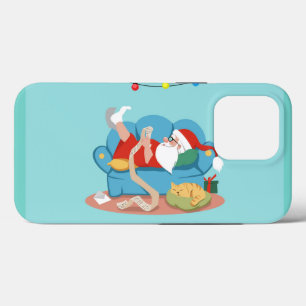 Sinterklaas op de bank in pyjama Case-Mate iPhone case