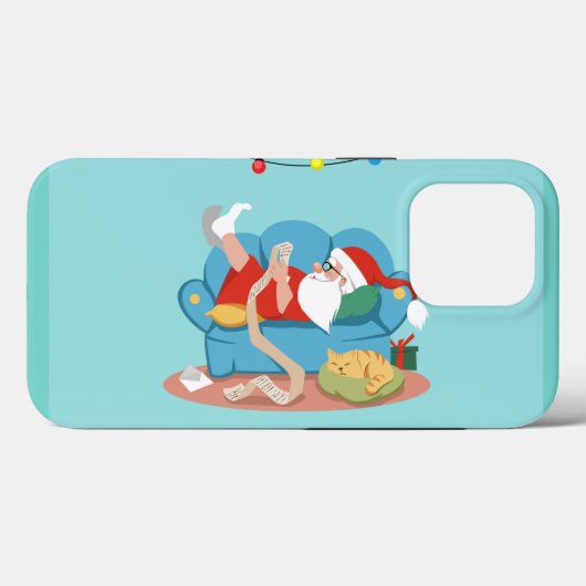 Sinterklaas op de bank in pyjama Case-Mate iPhone case (Achterkant (horizontaal))