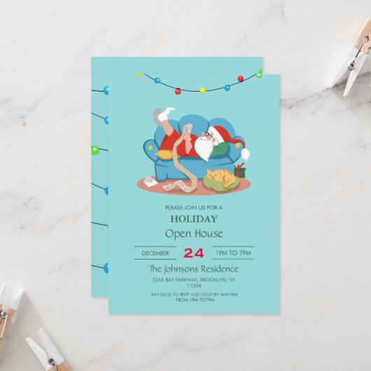 Sinterklaas op de bank in pyjama kaart (Voorkant / Achterkant in situ)