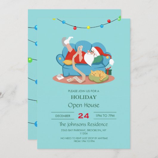 Sinterklaas op de bank in pyjama kaart (Voorkant / Achterkant)