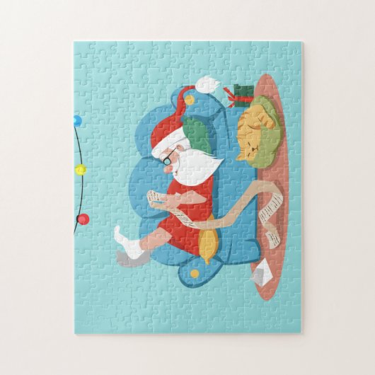 Sinterklaas op de bank in pyjama legpuzzel (Verticaal)