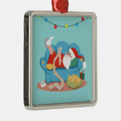 Sinterklaas op de bank in pyjama metalen ornament (Rechts)
