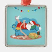 Sinterklaas op de bank in pyjama metalen ornament (Voorkant)