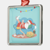 Sinterklaas op de bank in pyjama metalen ornament (Links)