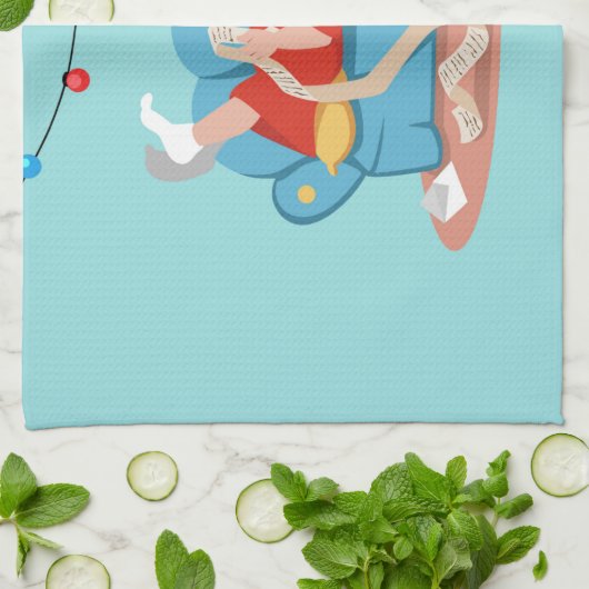 Sinterklaas op de bank in pyjama theedoek (Gevouwen)